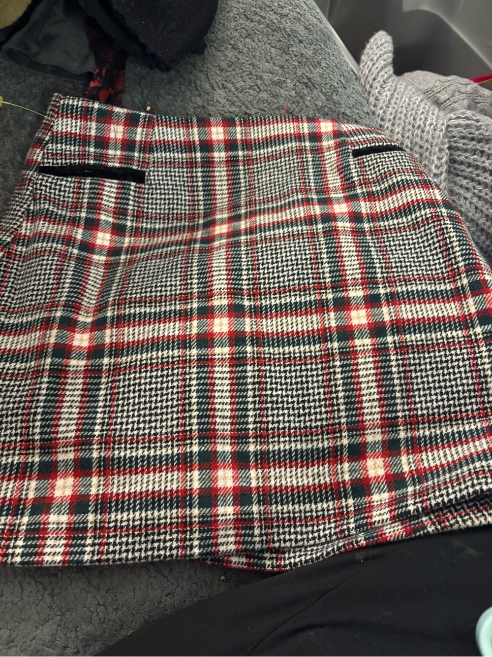 Copper Key Red, Green & White Plaid Mini Skirt